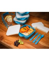 Obedár MagicHome, hranatý, 4 dielny, s príborom, 4x 800 ml, 160x195x260 mm