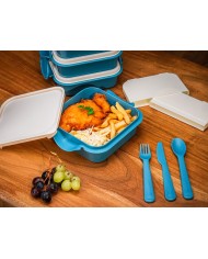 Obedár MagicHome, hranatý, 4 dielny, s príborom, 4x 800 ml, 160x195x260 mm