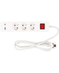 Kábel Strend Pro LG-FB603K, L-1.4 m, predlžovací, 3x zásuvka + vypínač, USB