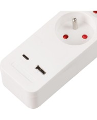 Kábel Strend Pro LG-FB603K, L-1.4 m, predlžovací, 3x zásuvka + vypínač, USB