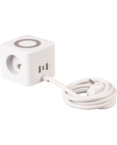 Kábel Strend Pro, predlžovací, tvar kocka, USB-C + A, bezdrôtové nabíjanie, 1,4 m, Wireless