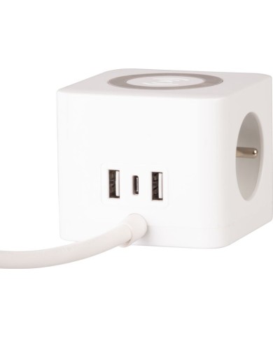 Kábel Strend Pro, predlžovací, tvar kocka, USB-C + A, bezdrôtové nabíjanie, 1,4 m, Wireless