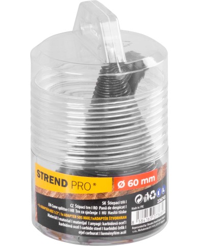 Tŕň Strend Pro, štiepací klin, kužeľ, 60 mm, 3x adaptér, na drevo