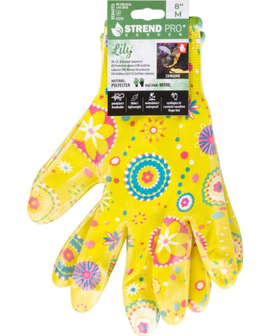 Rukavice Strend Pro Lily, žlté, nitrilové, veľkosť 08/M,záhradné, s blistrom