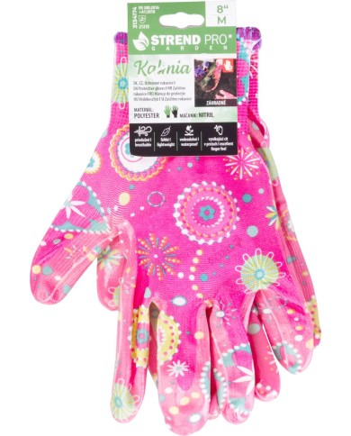 Rukavice Strend Pro Kalmia, nitrilové, ružové, veľkosť 08/M, záhradné, s blistrom