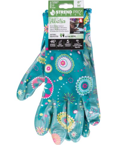 Rukavice Strend Pro Abelia, tyrkysové, veľkosť 08/M, s blistrom