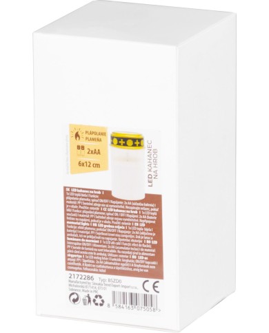 Kahanec MagicHome TG-10, s LED sviečkou, na hrob, biely, 12 cm, (súčasť balenia 2xAA)