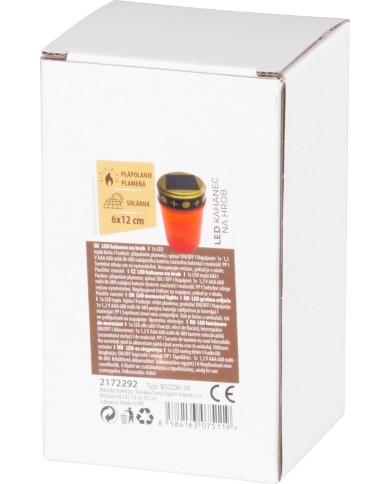 Kahanec MagicHome TG-62, s LED sviečkou, na hrob, červený, solárne nabíjanie