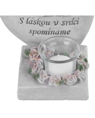 Dekorácia MagicHome, Srdce s anjelikmi, polyresin, na hrob, 15,5x12x17,5 cm