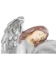 Dekorácia MagicHome, Anjel so srdcom, polyresin, solar, na hrob, 17,5x9,5x20 cm