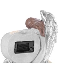 Dekorácia MagicHome, Anjel so srdcom, polyresin, solar, na hrob, 17,5x9,5x20 cm