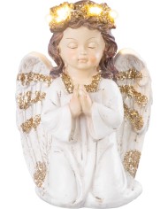 Dekorácia MagicHome, Anjel modliaci, LED, polyresin, na hrob, 11,5x7,5x15,5 cm