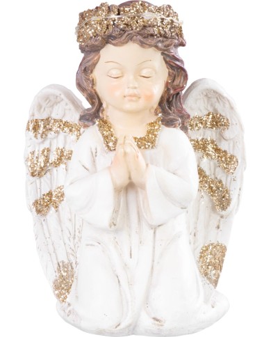 Dekorácia MagicHome, Anjel modliaci, LED, polyresin, na hrob, 11,5x7,5x15,5 cm