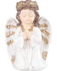 Dekorácia MagicHome, Anjel modliaci, LED, polyresin, na hrob, 11,5x7,5x15,5 cm