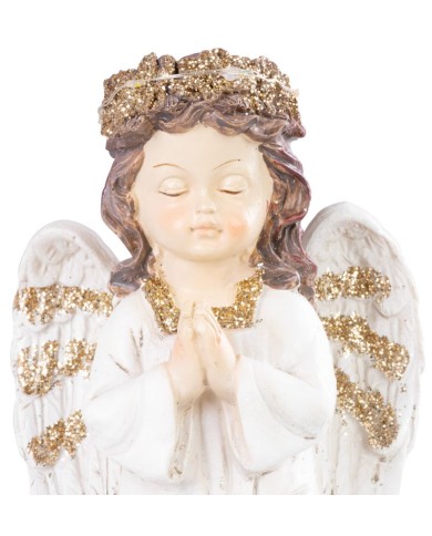 Dekorácia MagicHome, Anjel modliaci, LED, polyresin, na hrob, 11,5x7,5x15,5 cm