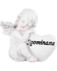 Dekorácia MagicHome, Anjel so srdcom, polyresin, na hrob, 11x7,9x10,1 cm