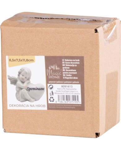 Dekorácia MagicHome, Anjel so srdcom, polyresin, na hrob, 11x7,9x10,1 cm