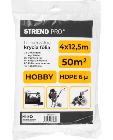 Fólia krycia Strend Pro Hobby, maliarska, 4x12,5 m, 6µ, zakrývacia