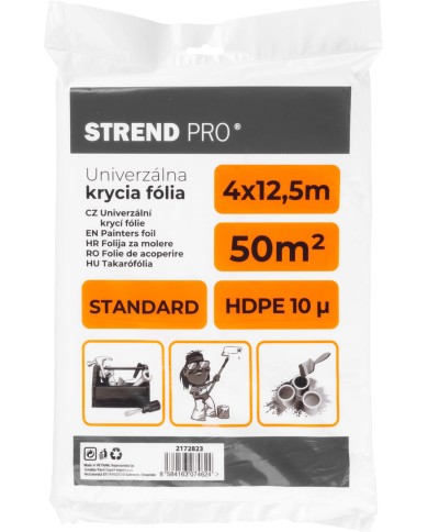 Fólia krycia Strend Pro Standard, maliarska, 4x12,5 m, 10µ, zakrývacia