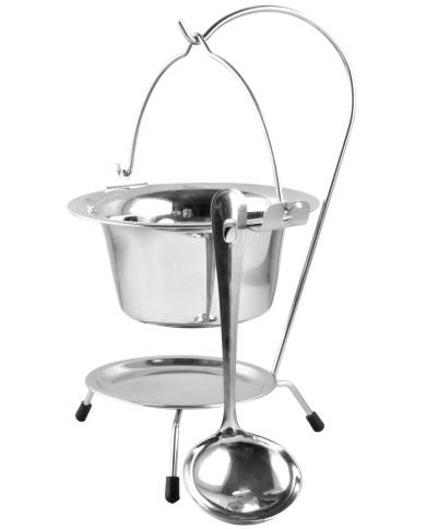 Servírovacia sada MagicHome, 800 ml, nerez, mini kotlík so stojanom a naberačkou