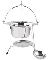 Servírovacia sada MagicHome, 800 ml, nerez, mini kotlík so stojanom a naberačkou