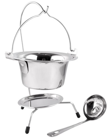 Servírovacia sada MagicHome, 800 ml, nerez, mini kotlík so stojanom a naberačkou