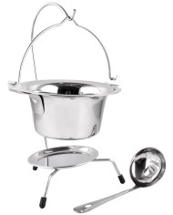 Servírovacia sada MagicHome, 800 ml, nerez, mini kotlík so stojanom a naberačkou