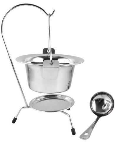 Servírovacia sada MagicHome, 800 ml, nerez, mini kotlík so stojanom a naberačkou
