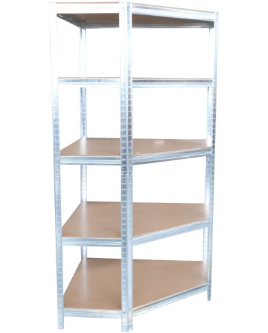 Regál Racks RAT80, do kúta, rohový, kovový, MDF, 5 políc, 180x90x40 cm, max. 150 kg/polica