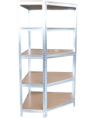 Regál Racks RAT80, do kúta, rohový, kovový, MDF, 5 políc, 180x90x40 cm, max. 150 kg/polica