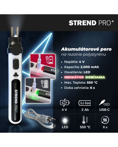 Pero Strend Pro, rezač na polystyrén, 2000mAh, USB nabíjanie, s príslušenstvom