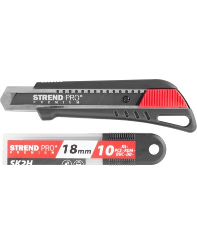 Nôž Strend Pro Premium FD781, BlackMatt, SoftTouch, 18 mm, odlamovací, + 10 ks čepelí, set