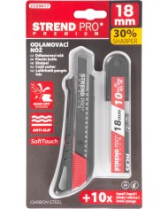 Nôž Strend Pro Premium FD781, BlackMatt, SoftTouch, 18 mm, odlamovací, + 10 ks čepelí, set
