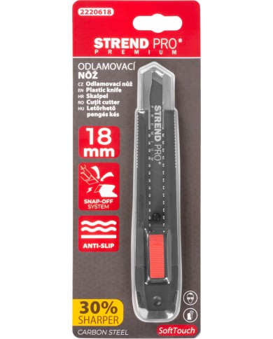 Nôž Strend Pro Premium FD7815, BlackMatt, SoftTouch, 18 mm, odlamovací