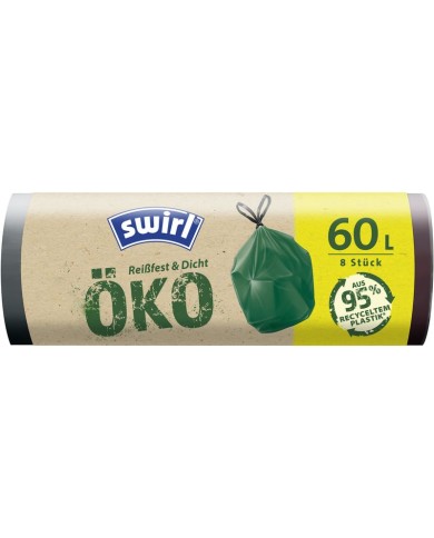 Vrecia Swirl EKO, na odpad, zaťahovacie, zelené, 60 lit., bal. 8 ks