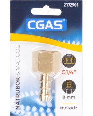 Nátrubok CGAS, na plyn, jednocestný, závit G G1/4''-LH, s maticou
