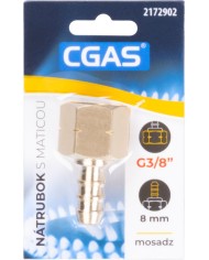 Nátrubok CGAS, na plyn, jednocestný, závit G G3/8''-LH, s maticou