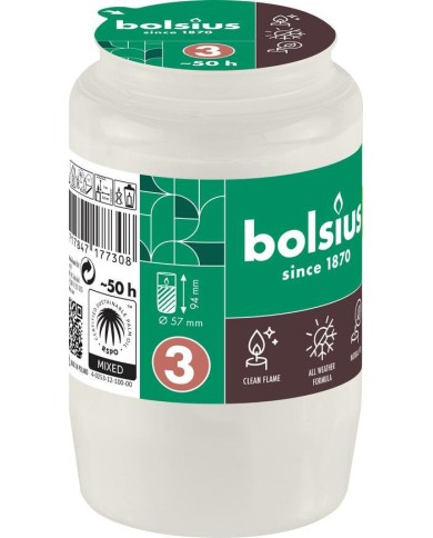 Náplň Bolsius, 50 h, 152 g, 57x94 mm, do kahanca, biela, olej