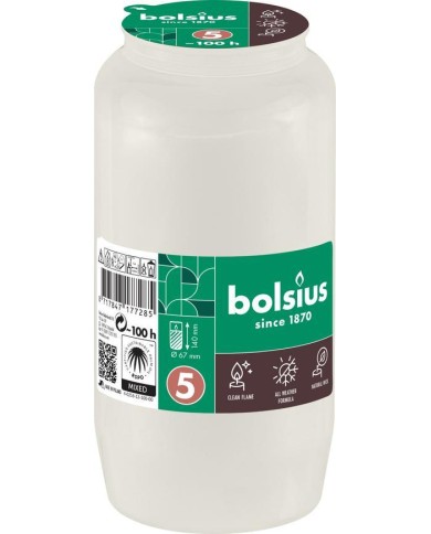 Náplň Bolsius, 100 h, 317g, 67x140 mm, do kahanca, biela, olej
