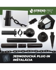 Lampa Strend Pro Garden, reťaz, ohrada, plot do záhrady, 2x solárne svietidlo, 1x LED, 16,5x16,5x71,5 cm