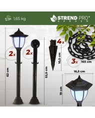 Lampa Strend Pro Garden, reťaz, ohrada, plot do záhrady, 2x solárne svietidlo, 1x LED, 16,5x16,5x71,5 cm