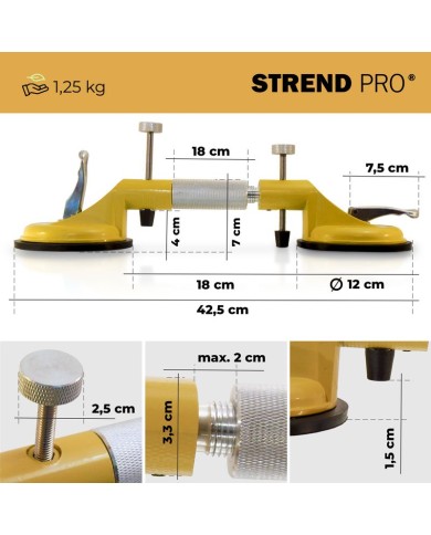 Držiak skla Strend Pro, prísavný, 2-kupolový, prísavka, nivelačná pomôcka na dlažbu a obklady, max. 80 kg