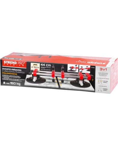 Držiak skla Strend Pro, prísavný, 2-kupolový, nivelačná pomôcka na dlažbu a obklady, profesional, max. 150 kg