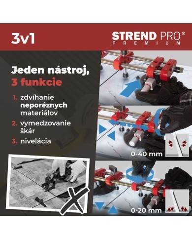 Držiak skla Strend Pro, prísavný, 2-kupolový, nivelačná pomôcka na dlažbu a obklady, profesional, max. 150 kg