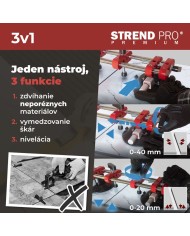 Držiak skla Strend Pro, prísavný, 2-kupolový, nivelačná pomôcka na dlažbu a obklady, profesional, max. 150 kg
