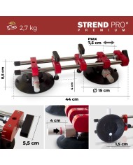 Držiak skla Strend Pro, prísavný, 2-kupolový, nivelačná pomôcka na dlažbu a obklady, profesional, max. 150 kg
