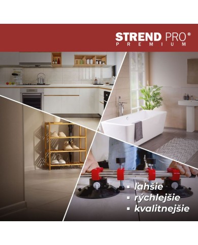 Držiak skla Strend Pro, prísavný, 2-kupolový, nivelačná pomôcka na dlažbu a obklady, profesional, max. 150 kg