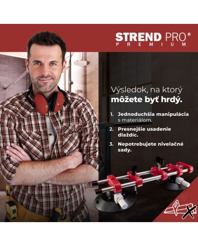 Držiak skla Strend Pro, prísavný, 2-kupolový, nivelačná pomôcka na dlažbu a obklady, profesional, max. 150 kg