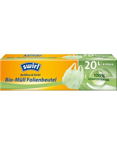 Vrecia Swirl BIO, kompostovateľné, na odpad, s ušami, 20 lit., bal. 6 ks