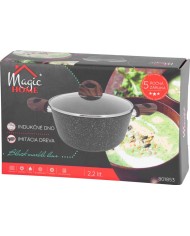 Hrniec MagicHome Black Marble Line, 20 cm, 2200 ml, s pokrievkou